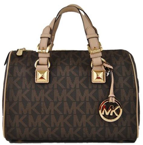 michael kors signature brown pvc large satchel shoulder bag|brown suede Michael Kors handbags.